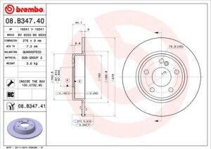 BREMBO 08.B347.40 | Fren Diski Arka (Mercedes A Serisi (W176) / B Serisi W246) | 2 Adet
