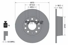 TEXTAR 92300003 | VW Karoq / Audi Q2 Arka Fren Diski 272X10 | 2 Adet
