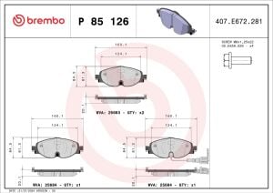 Audi Ön Fren Balata Takımı Brembo P85126 | Q3 35 TFSI