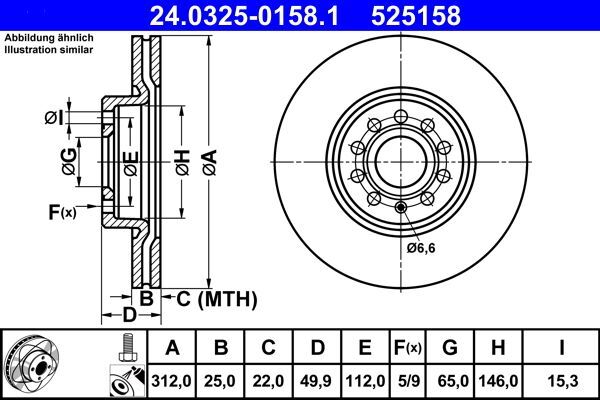 ATE 24.0325-0158.1 | VW Tiguan Performance Ön Fren Diski Takım